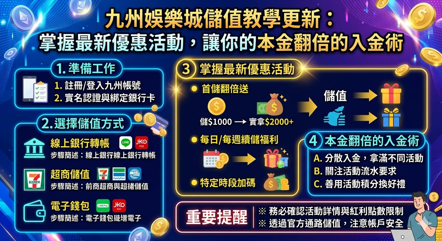九州娛樂城儲值教學更新：掌握最新優惠活動，讓你的本金翻倍的入金術